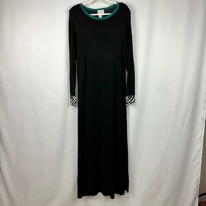 Vintage California Style Women’s Sz XL Silk / Rayon Black Maxi Dress Long Sleeve